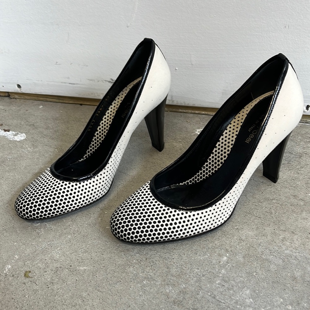 Sergio Rossi Black & White Polka Dot Pumps, size 37